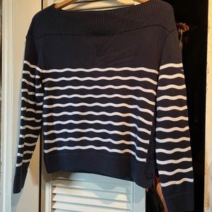 Saint James L'atelier pure merino wool sweater, navy white stripes new w/tags